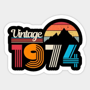 Vintage 1974 | Retro Sunset Typography,Awesome Since 1974 Sticker